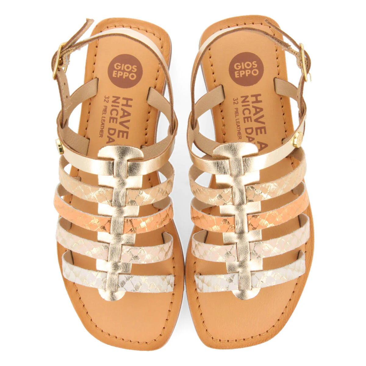 Tregan girls gold leather multi strap sandals - Image 3
