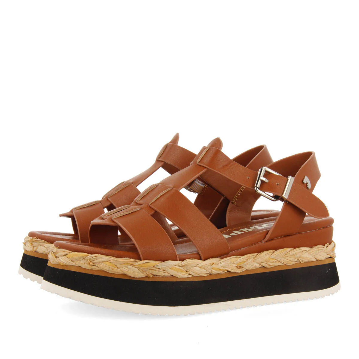Vaumas women's tan multi-strap sandals with platforms - Image 2