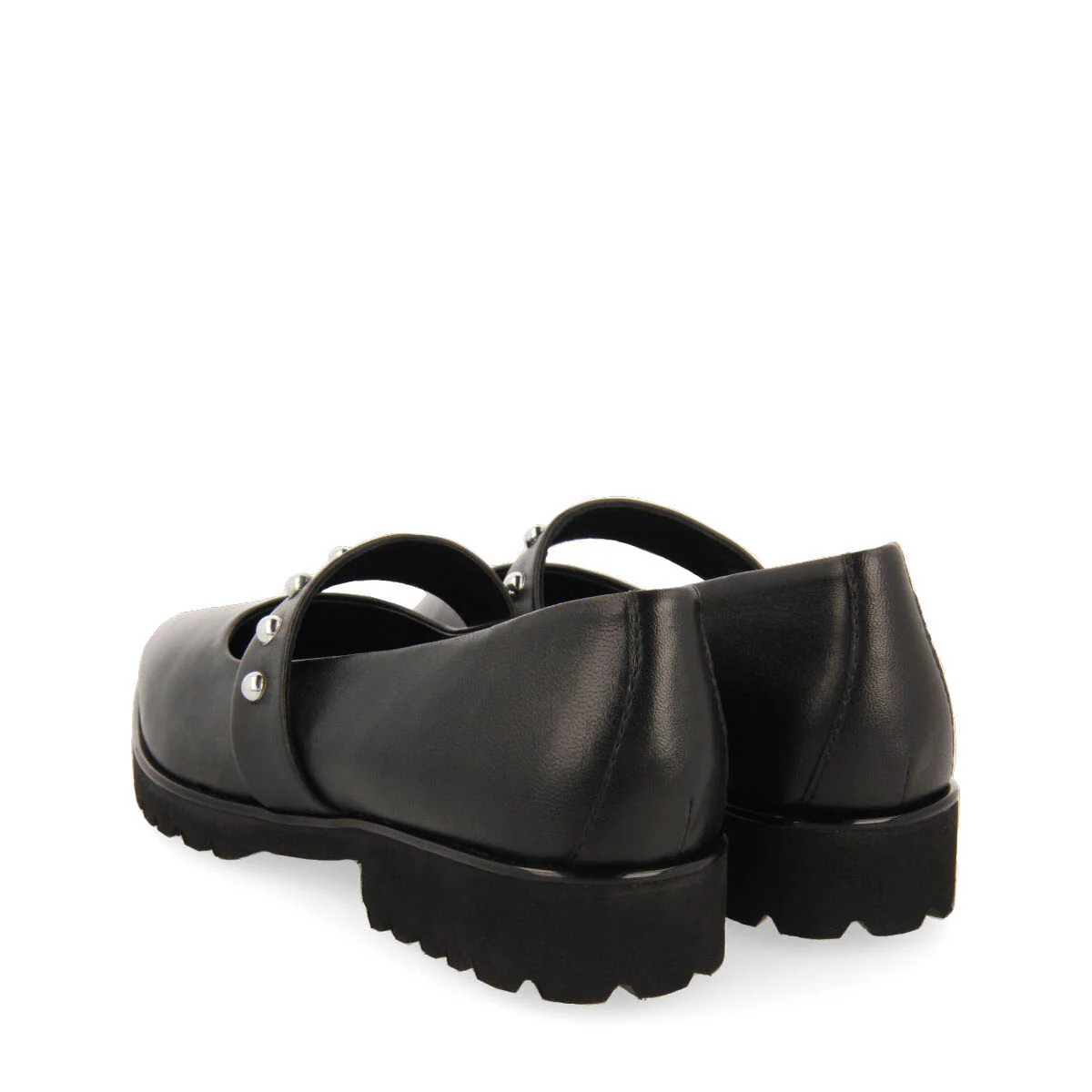 Waldegg women's black leather ballet flats with a studded strap - Image 5