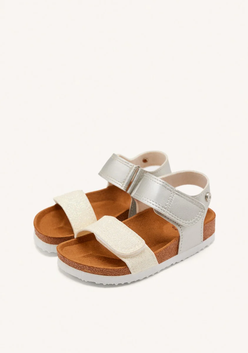 WHITE AND SILVER BIO SOLE FLIP-FLOPS WITH GLITTER FOR GIRL AND BOY ANGWING - Image 2