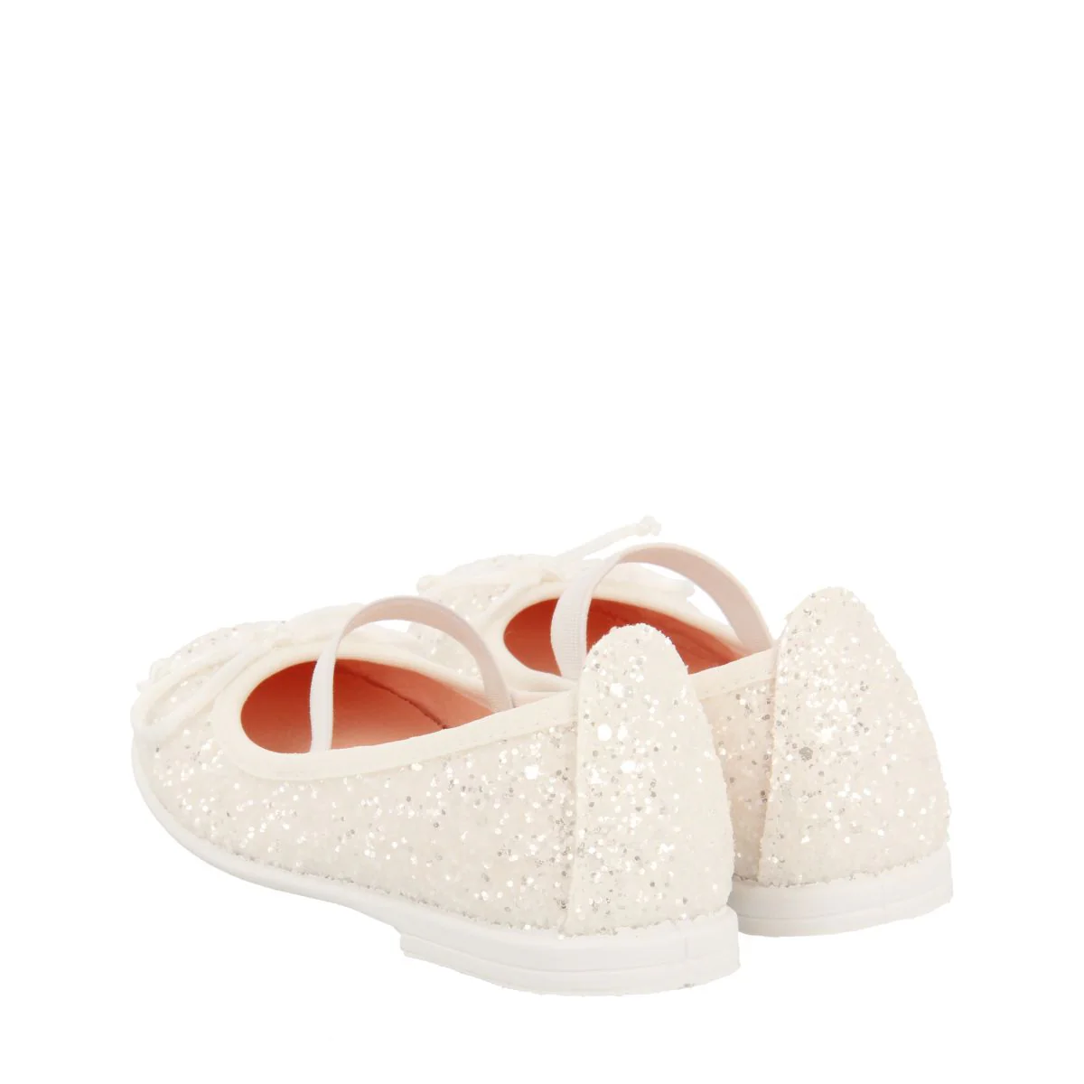 WHITE GLITTER BALLET FLATS WITH ELASTIC STRAP FOR GIRL AND BOY MOLALLA - Image 3