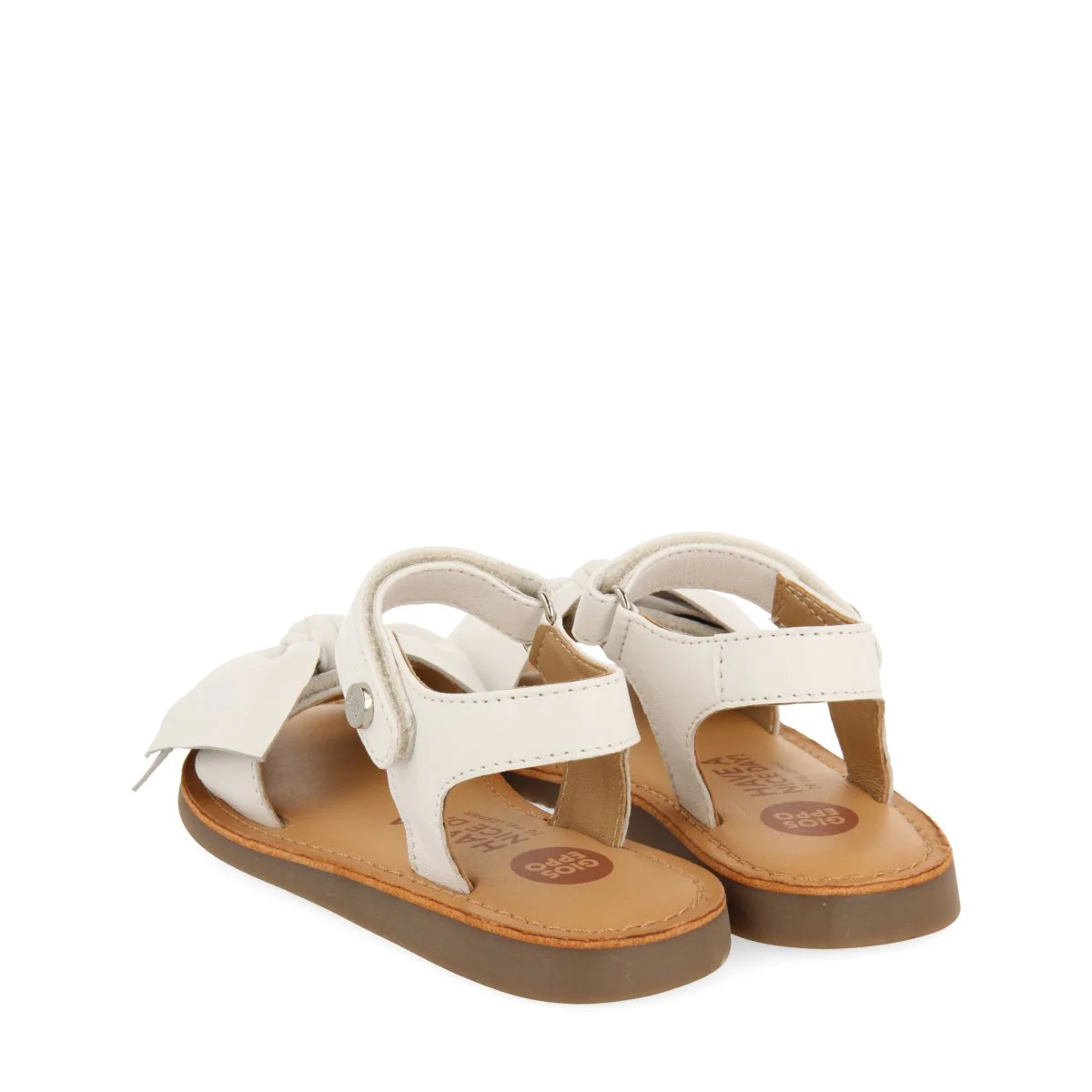 WHITE LEATHER SANDALS WITH BOW FOR GIRL AND BOY DELONICE - Image 3