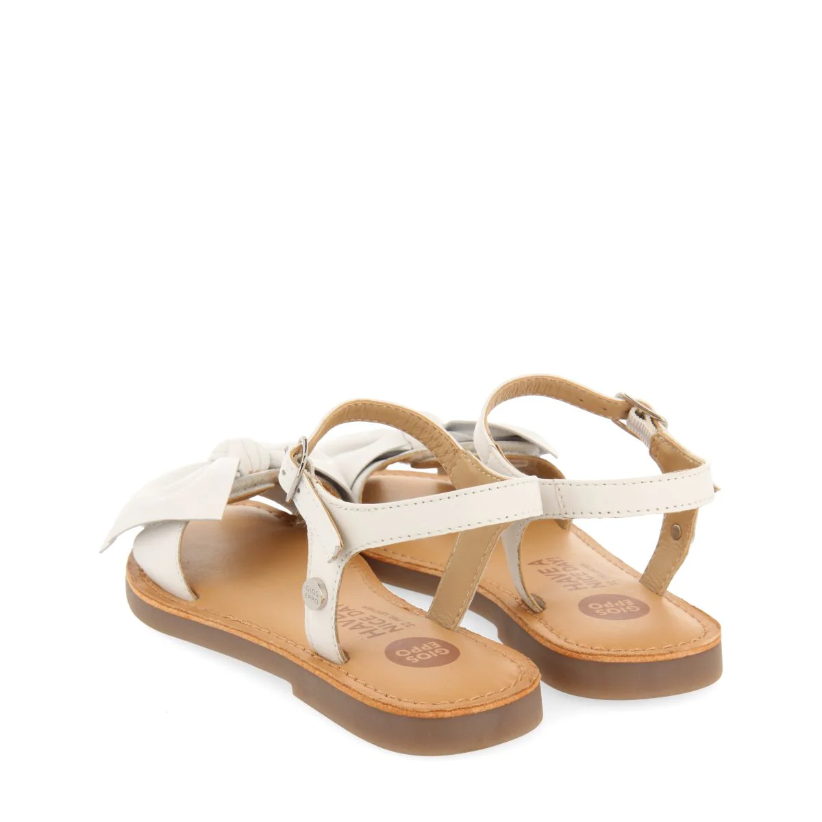 WHITE LEATHER SANDALS WITH BOW FOR GIRL AND BOY VARZIM - Image 3