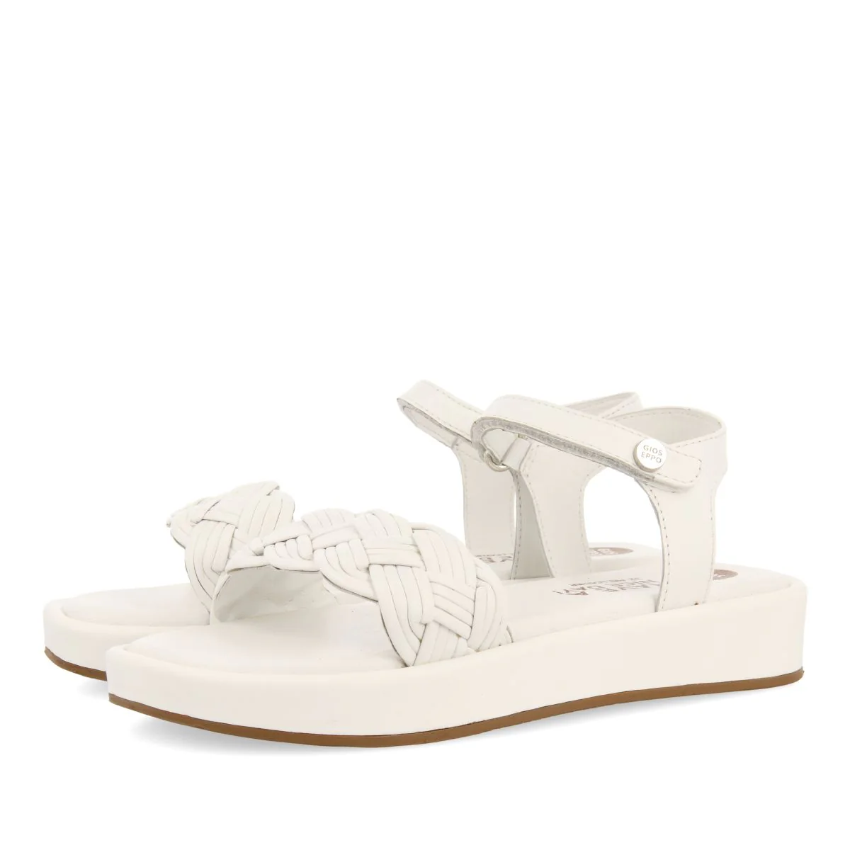 WHITE LEATHER SANDALS WITH BRAIDING AND VOLUMINOUS SOLE FOR GIRL AND BOY SHANICO - Image 2