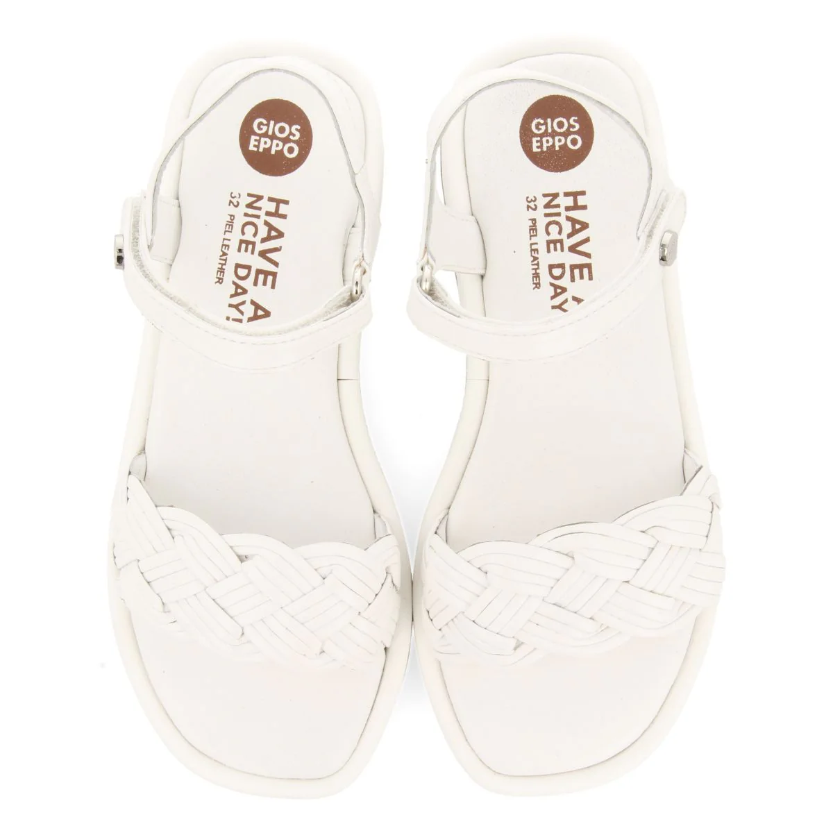 WHITE LEATHER SANDALS WITH BRAIDING AND VOLUMINOUS SOLE FOR GIRL AND BOY SHANICO - Image 4