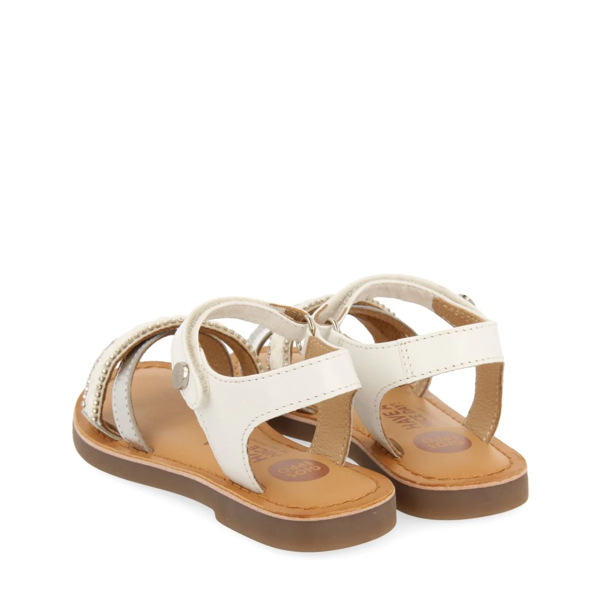 WHITE LEATHER SANDALS WITH RAFFIA BRAIDING, GLITTER AND METALLIC ACCENTS FOR GIRL AND BOY SILETZ - Image 3