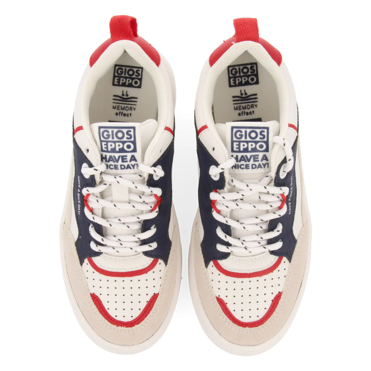 WHITE SNEAKERS WITH BLUE AND RED DETAILS AND TREKKING LACES FOR KIDS CARLYLE - Image 4