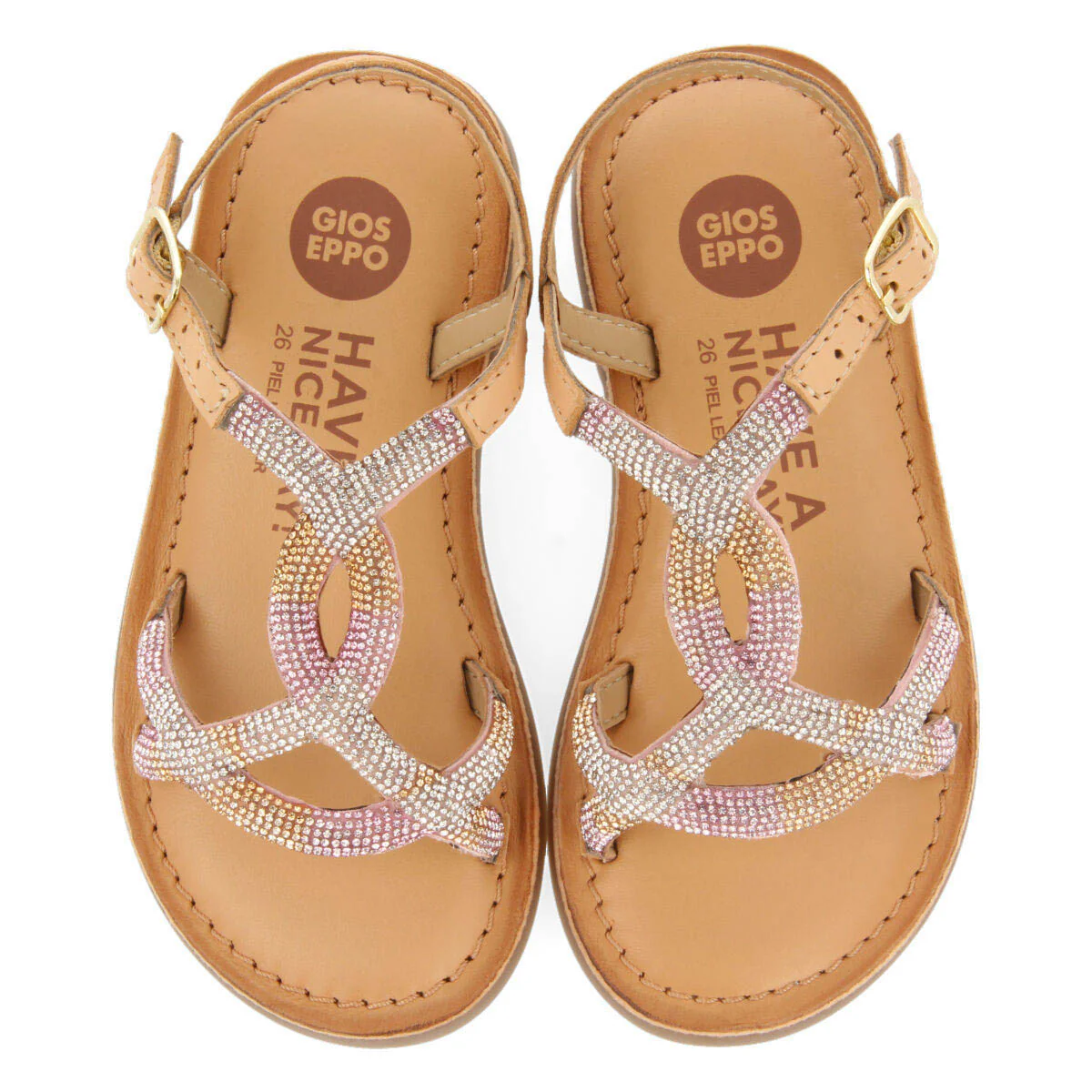 Xanxere girlsink leather sandals with crystals - Image 4