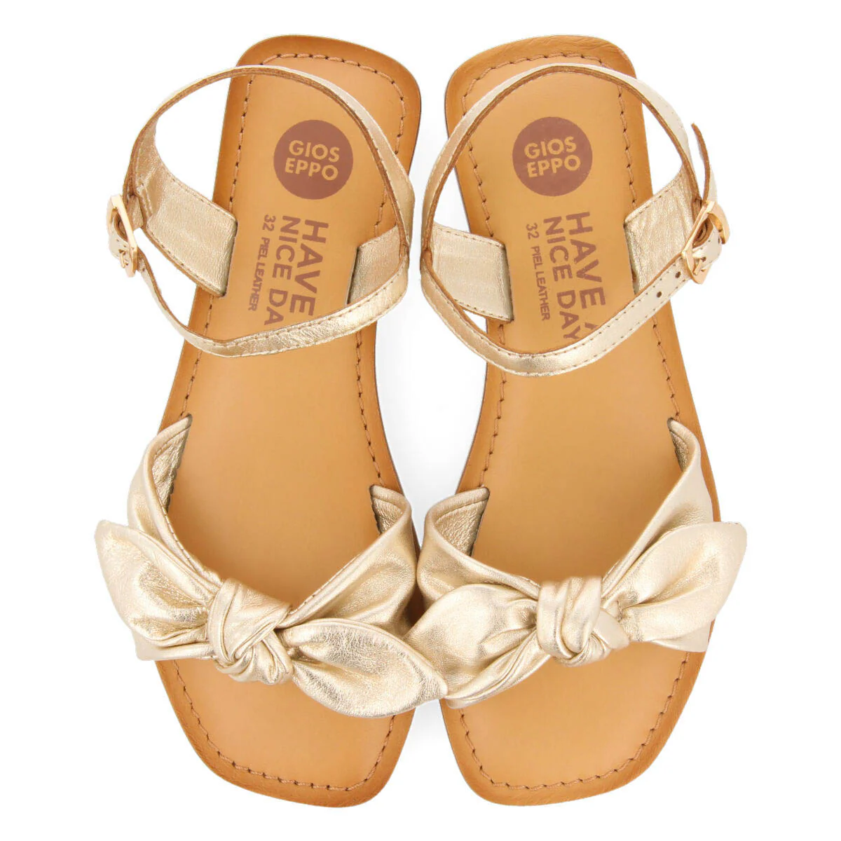 Xapuri girls metallic gold leather sandals - Image 3