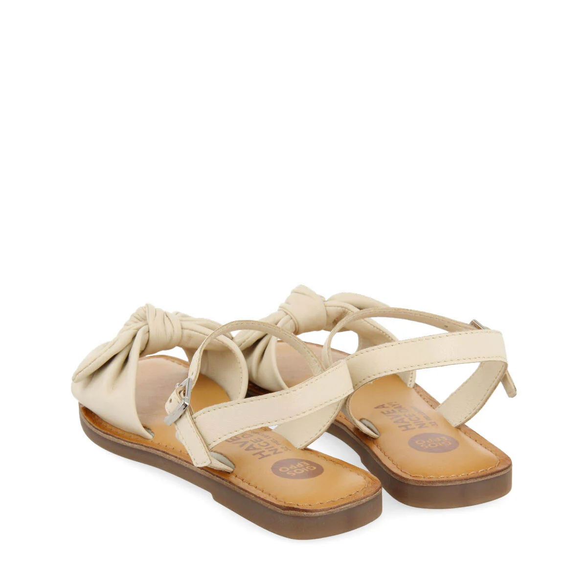 Xapuri girls metallic off white leather sandals - Image 4