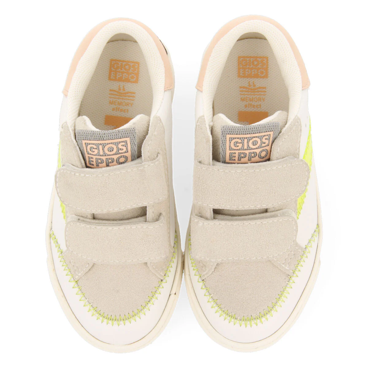 Yalova girls white sneakers with neon yellow details - Image 3