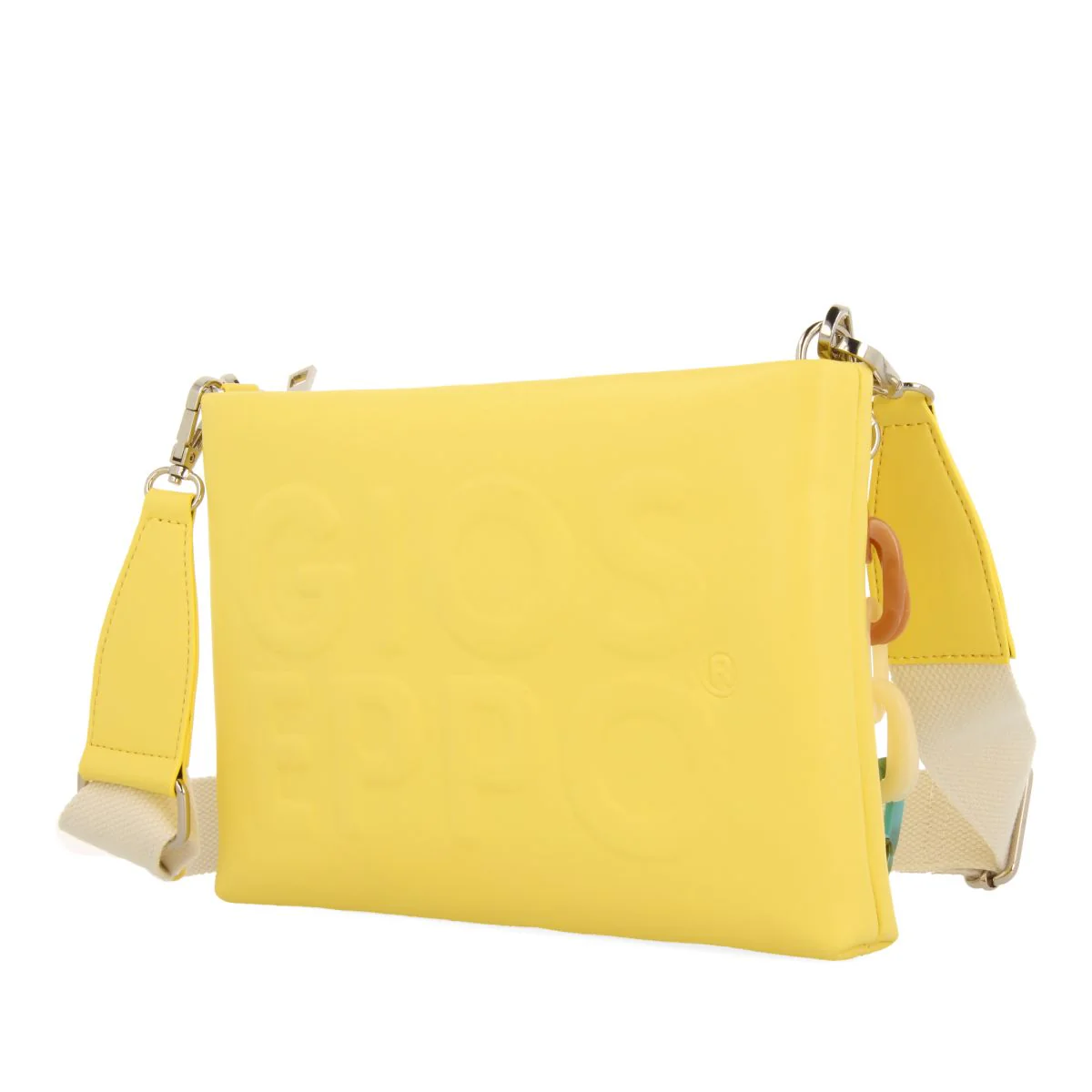 YELLOW HANDBAG WITH MULTICOLOR CHAIN DETAIL NOCATEE - Image 3