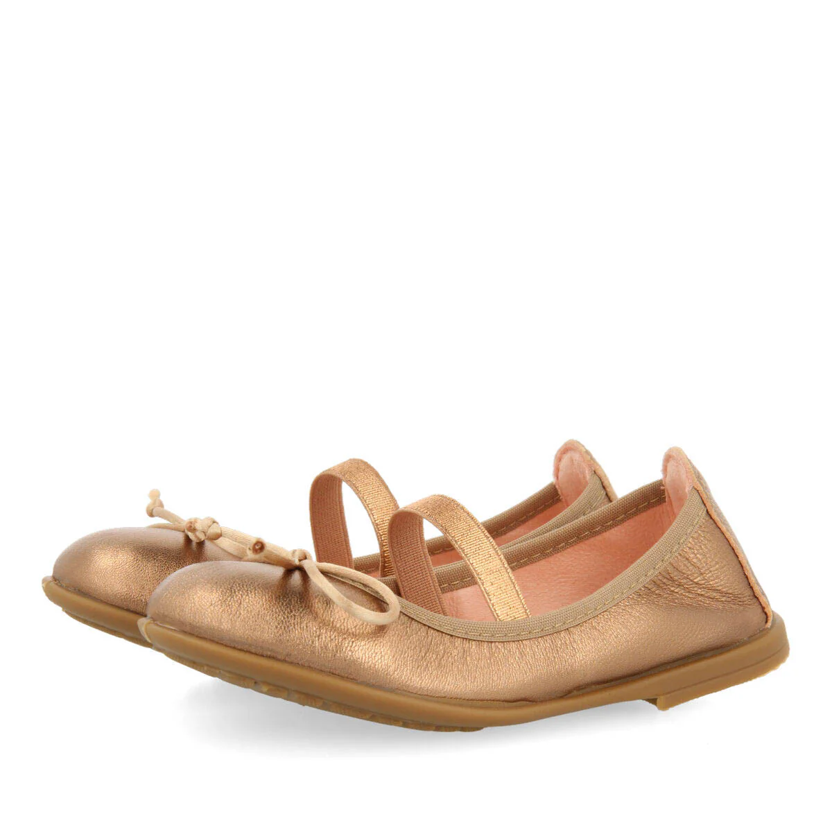 Zeltweg girls' rose gold leather ballet flats - Image 2