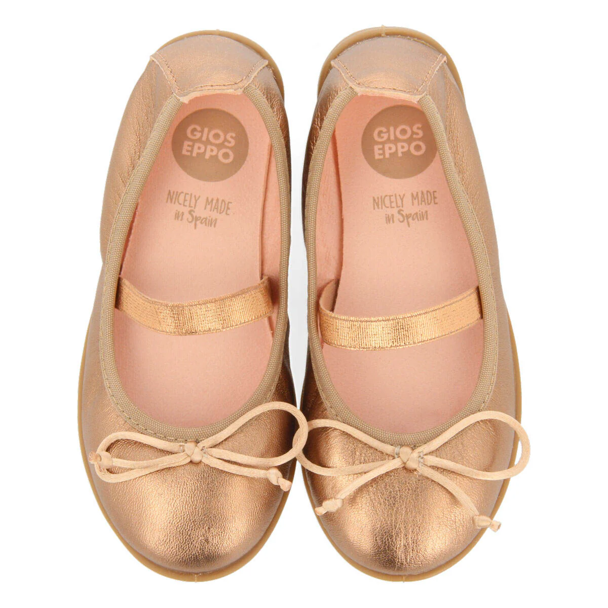Zeltweg girls' rose gold leather ballet flats - Image 3